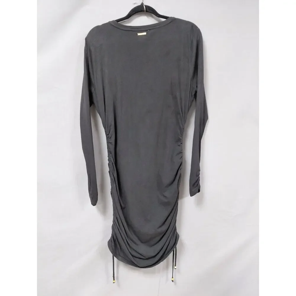 Michael Kors Gold Gray Ruched Side Drawstring Dress Women See Measurements